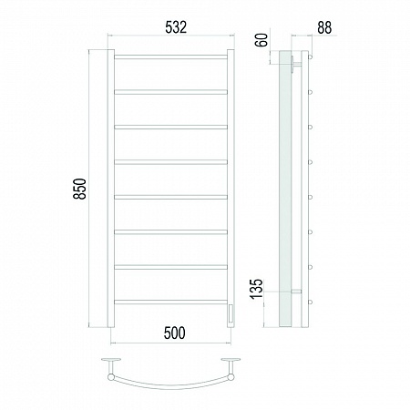 Классик П8 500х850 Электро (quick touch) Полотенцесушитель TERMINUS Сатин Георгиевск - фото 4 Классик П8 500х850 Электро (quick touch) Полотенцесушитель TERMINUS Сатин Георгиевск - фото 4
