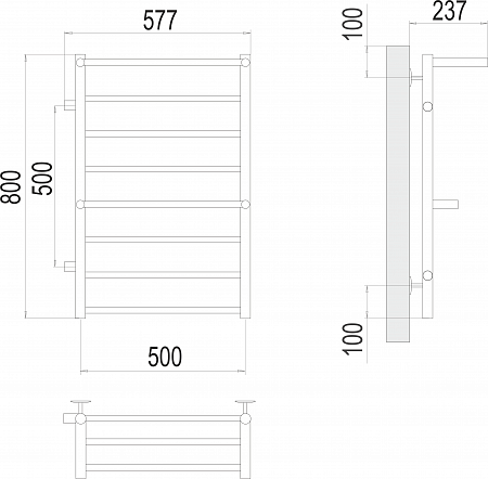 Аврора с 2-мя/п П8 500х800 бп500 слева Полотенцесушитель TERMINUS Георгиевск - фото 3