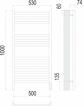Енисей П12 500х1000  электро (sensor quick touch) Полотенцесушитель TERMINUS  Георгиевск - фото 3