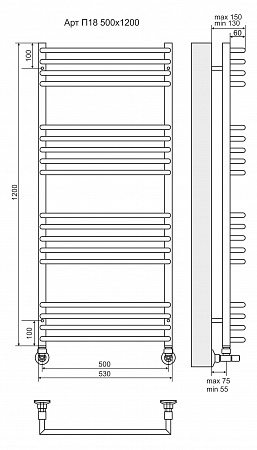 Арт П18 500х1200 Полотенцесушитель  TERMINUS Георгиевск - фото 3