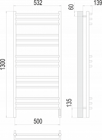Прато П15 500х1300 электро (sensor quick touch) Полотенцесушитель  TERMINUS Георгиевск - фото 3