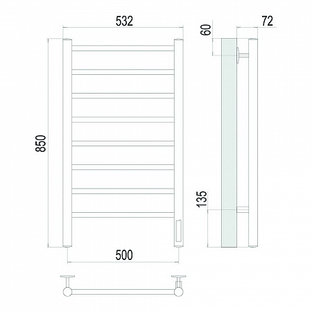 Аврора П8 500х850 Электро Полотенцесушитель TERMINUS Оружейная сталь Георгиевск - фото 4 Аврора П8 500х850 Электро Полотенцесушитель TERMINUS Оружейная сталь Георгиевск - фото 4