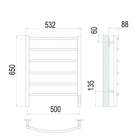 Классик П6 500х650 Электро (quick touch) Полотенцесушитель TERMINUS Сатин Георгиевск - фото 4 Классик П6 500х650 Электро (quick touch) Полотенцесушитель TERMINUS Сатин Георгиевск - фото 4