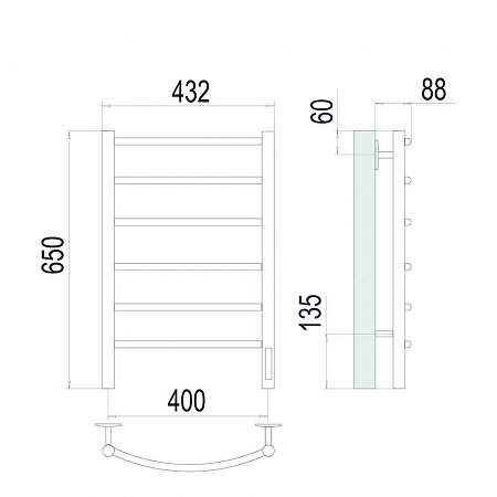 Классик П6 400х650 Электро (quick touch) Полотенцесушитель TERMINUS Сатин Георгиевск - фото 4 Классик П6 400х650 Электро (quick touch) Полотенцесушитель TERMINUS Сатин Георгиевск - фото 4