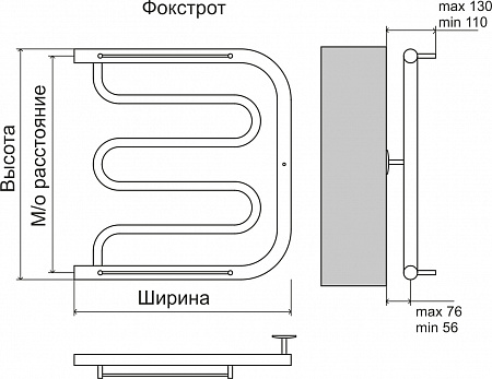Фокстрот AISI 32х2 600х700 Полотенцесушитель  TERMINUS Георгиевск - фото 3